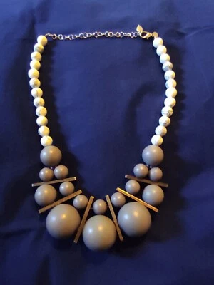 $39 • Buy David Aubrey Chunky Necklace Statement Shades Of Gray Bubble Bead 