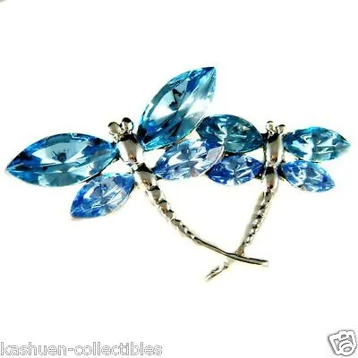 £49.38 • Buy Ocean Aqua Blue DRAGONFLY Made With Swarovski Crystal Bridal Wedding Pin Brooch