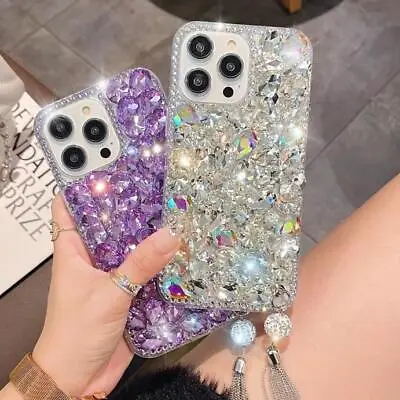 3D Bling Diamonds Case Rhinestones Crystals Sparkly Tassel Phone Case For Women • $8.99