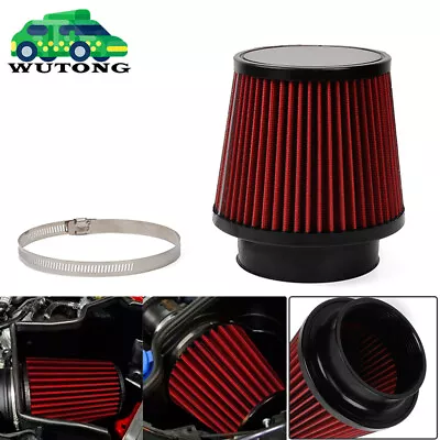 4INCH 100mm High Flow Inlet Cold Air Intake Cone Replacement Dry Air Filter Red • $18.99