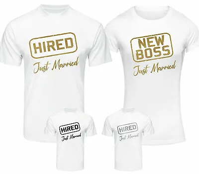 New Boss Just Married T-Shirt Set Fun Honeymoon Wedding His And Hers Tshirts • £19.49