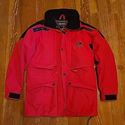 Marmot Men Med Gore-Tex Ski Shell Jacket Full Zip Mountain Outdoor Vintage Red • $45