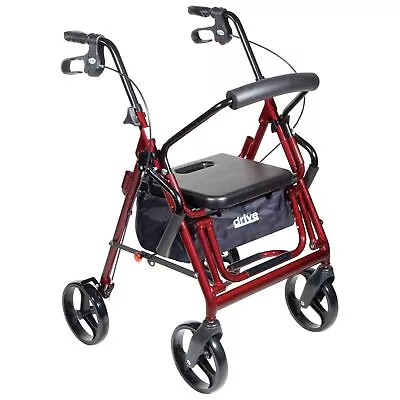 Drive Duet Transport Chair Rollator Walker 300 Lbs. Aluminum Burgundy 795BU • $206.45