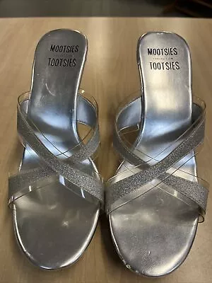 Mootsies Tootsies Silver Strap Heels Ladies 6.5 • $7.95