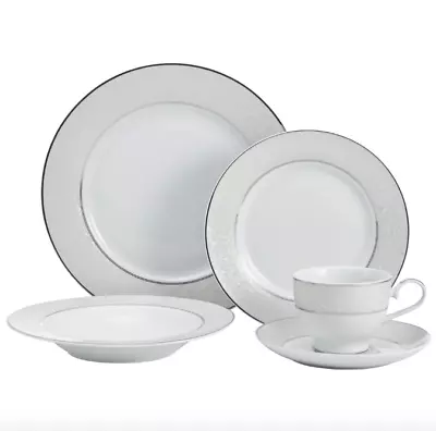 Mikasa Parchment Porcelain Platinum Gray 5-pc Dinner Place Setting Brand New • $49.41