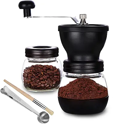 Manual Coffee Bean Grinder With Ceramic Burr Hand Coffee Grinder Mill Small Wit • $24.04