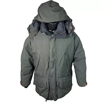 Eddie Bauer Jacket Mens S Green Goose Down Gore Tex Wool Puffer Coat Hooded VTG • $46