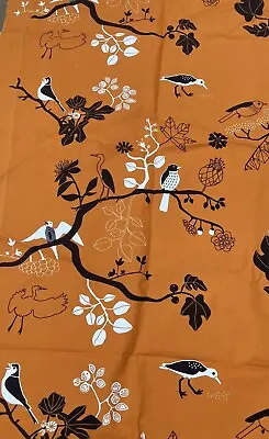 2007 Ikea Fabric Sissi Edholm Orange Birds Furnishing Cotton Fabric Remnant • £50
