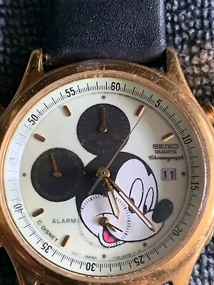 Disney Seiko Chronograph Mickey Mouse Watch 7T32-6H78 Rare • $205