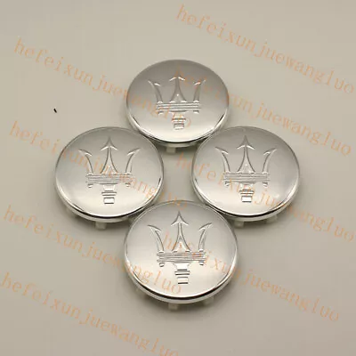 New Models 4pc 60mm Maserati Ghibli Centre Wheel Centre Cap Set Badge Silver • $24.95