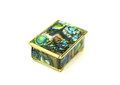 Vintage Abalone And Alpaca Silver Trinket Box Pill Box Mother Of Pearl Box • $34.85