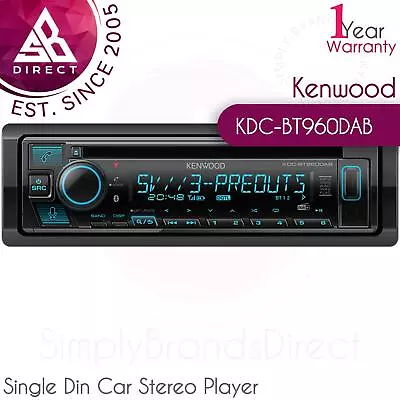 Kenwood KDC-BT960DAB Single Din Car Stereo Player│Bluetooth│DAB│Radio│USB│MP3 • £184.42