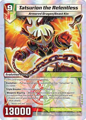 Kaijudo X1 TATSURION THE RELENTLESS Super Rare S10/S10 7CLA - Clash DUEL MASTERS • $10