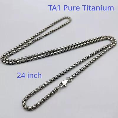 New Pure Titanium Box Chain Necklace 3mm Unisex NO Allergic Skin Care Health 24  • $26.23