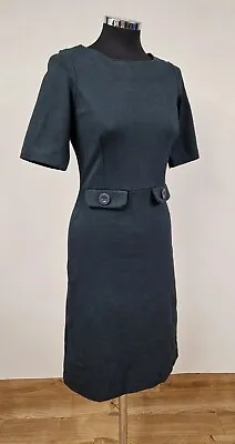 £24.95 • Buy Boden Sheath Dress Size 8L Green Cotton Midi Length Lined Audrey Short Sleeve 