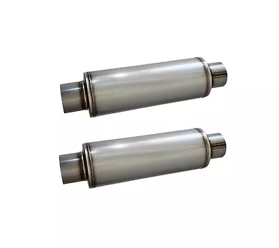 Two 3 Inlet/Outlet High Performance Hi-Flow Exhaust Muffler 5  Round Body SS • $98.72