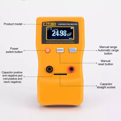 1x M6013 LCD High Accuracy Capacitor Meter Measuring Capacitance Resistance NEW • $48.02
