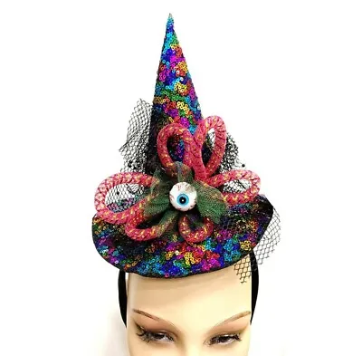 Rainbow Crazy Witches Hat Cute Witch Headband Spell Fancy Dress Halloween UK • £6.99
