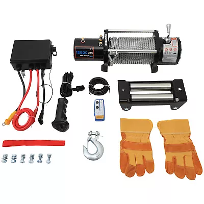 For Jeep Wrangler 12V 12500LB Electric Winch Towing Trailer Steel Cable Off Road • $270.49