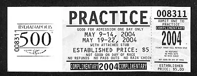 2004 Indy 500 Unused Comp Practice Ticket On IMS Foil Stamped Stock #8311 VGC • $9.99