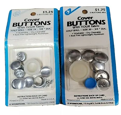 2 Vintage Mixed Lot EZ Half Ball Cover Buttons Size 24 & 30 5/8  & 3/4  #851/852 • $10.25