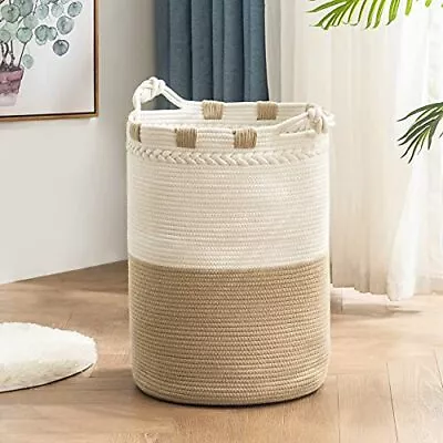 72l Large Woven Laundry Hamper Tall Laundry Basket For Clothes Cotton Rope Hampe • $24.23