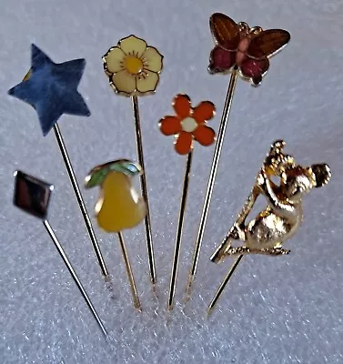 Vintage Stick Pins Lot Smaller Sized Stick Pins Different Figural Designs Sm Lot • $8.99