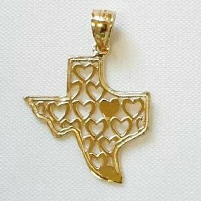 14k Yellow Gold Texas State Map Heart Pendant / Charm Made In USA  • $79.99