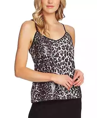 ~NEW~ VINCE CAMUTO LEOPARD SEQUINED W/ADJUSTABLE STRAPS LINED CAMISOLE - XS $99 • $18