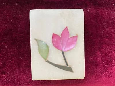 Vintage  Small Marble Inlay Pietra Dura Trinket  Box 2  X 1 1/2  India • $10