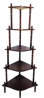 $79.90 • Buy Vintage Wood Corner Stand Shelves Rack Organiser Compact Organiser 5 Tier HW608