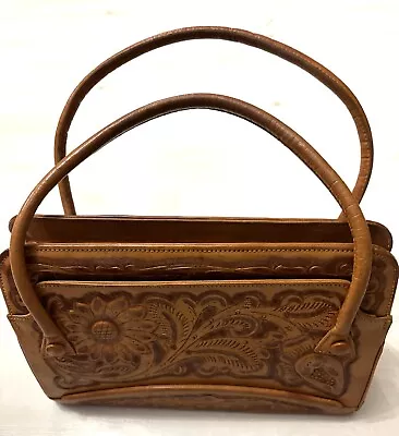 Vintage 1970’s Mexico Leather Hand Tooled Purse/handbag • $32.99