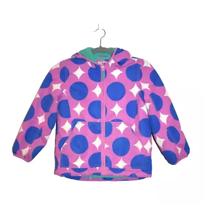 Mini Boden Purple Coat Girls 7-8 Years Circle Polka Dot Kids Jacket Fleece • $22