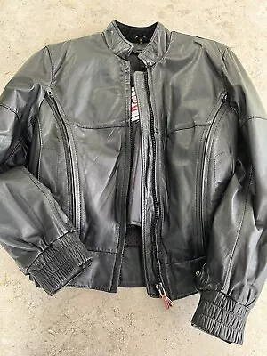 First Gear Hein Gericke Heavy Leather Motorcycle Riding Jacket Size Small • $72.90