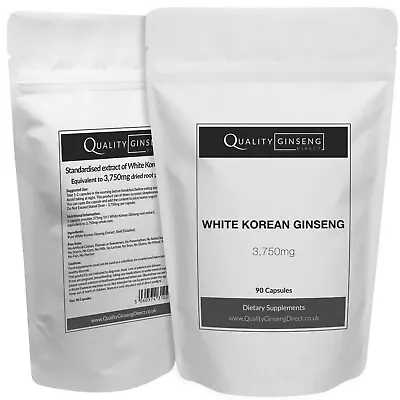 WHITE KOREAN GINSENG - 3750mg Capsules - Powerful Formula Best Quality On Ebay • £6.39