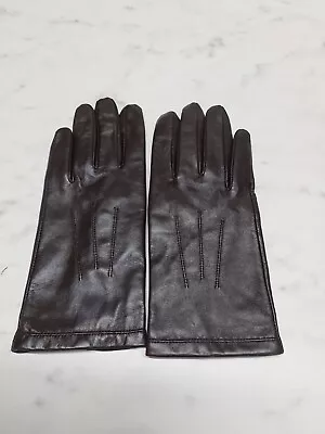 M&S Marks & Spencer Ladies Fine Leather Gloves Dark Brown  Size M   • £8