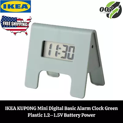 IKEA KUPONG Mini Digital Basic Alarm Clock Green Plastic 1.2–1.5V Battery Power • $7.88