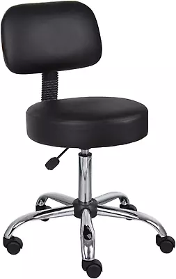 Be Well Medical Spa Stool With Back In Vinyl Black • $111