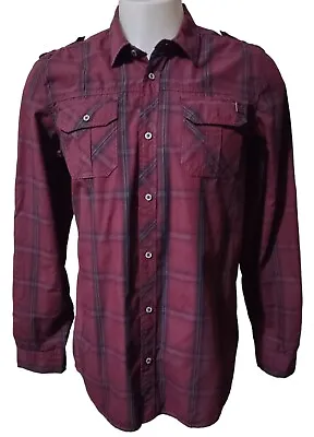 I Jeans By Buffalo Shirt Mens Large Plaid  Long Sleeve Button Up Roll Up Sleeve  • $14.36