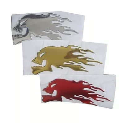 Choose Color FLAMING SKULL ABS Sticker Decal 2  X 6-1/4  Car Truck Motorcycle • $3.99