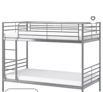 IKEA SVÄRTA Bunk Bed Frame With Mattresses Silver Good Condition Used • £100