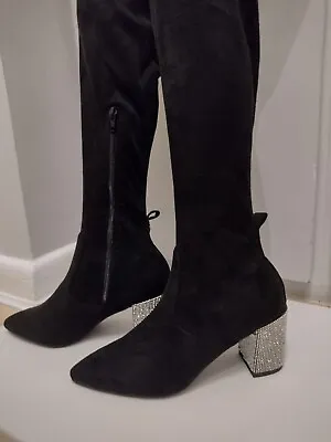 New Kurt Geiger Miss KG Boots Size 7UK Over The Knee  Black Suedette 40EU £129 • £79