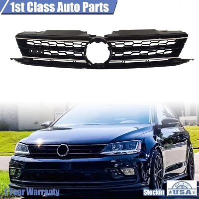 $55.48 • Buy Front Grille W/ Chrome Trim Mesh Honeycomb For 2015-2018 VW MK6 Jetta GLI