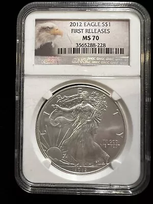 2012 American Eagle Silver Dollar Ngc Ms70 First Release.  Eagle Label. • $50