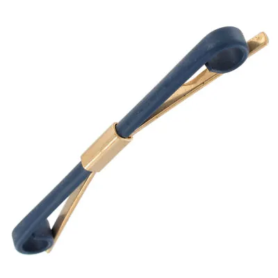 Vintage Collar Clip Mens Gold Tone Bar Matte Navy Blue Enamel 2 5/8  • $11.99