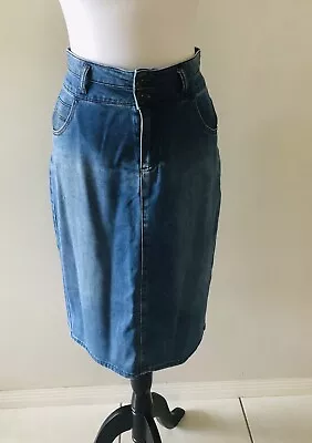 $19.50 • Buy John Lewis | Sz 10 12UK | Blue Faded Denim Pencil Skirt | Pockets