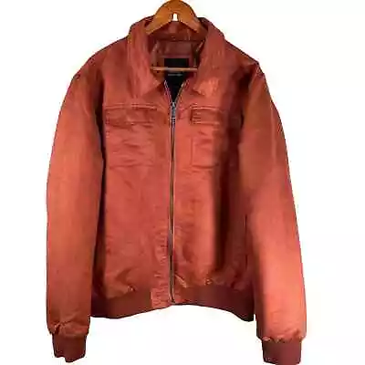 Barneys Originals  Bomber Jacket Rust Faux Suede Moto Lined Shacket Sz  XXL • $38