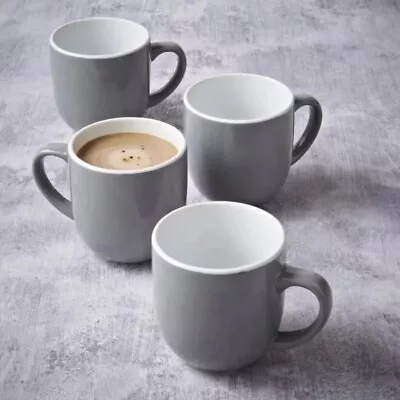 Set Of 4 Grey Gloss Effect Tea Coffee Mugs Cups Kitchenware Mug Premium Quality • £13.95