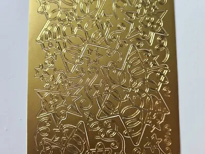 £1.80 • Buy Peel Off Craft Stickers Sheet Christmas Gold Swirl Streamer Star Card Making