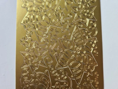 £1.80 • Buy Peel Off Craft Stickers Sheet Christmas Gold Swirl Streamer Star Card Making